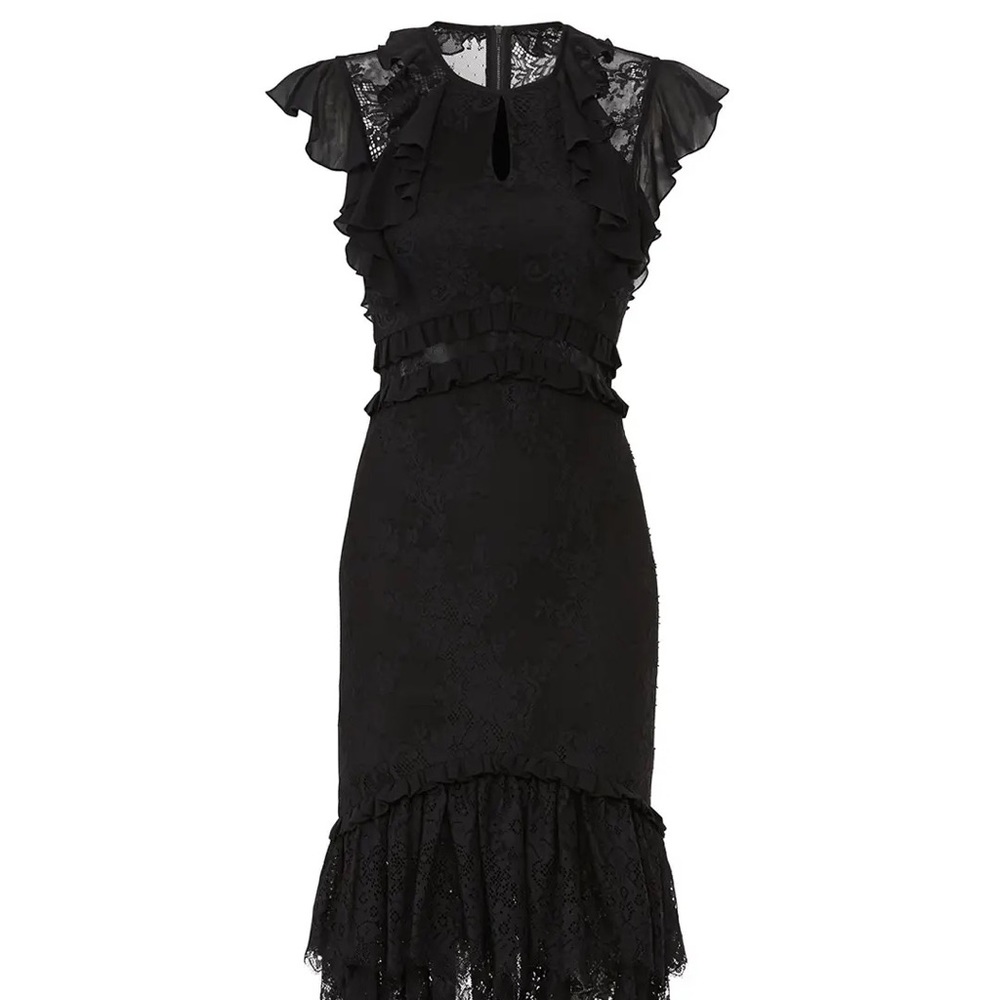 Three Floor Ruffle illusion dress